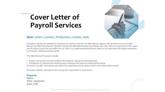 Payroll Outsourcing Service Cover Letter Of Payroll Services Ppt File Example PDF