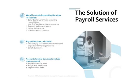 Payroll Outsourcing Service The Solution Of Payroll Services Ppt Styles Smartart PDF