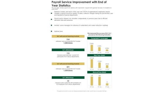 Payroll Service Improvement With End Of Year Statistics One Pager Documents Payroll Service Improvement With End Of Year Statistics One Pager Documents