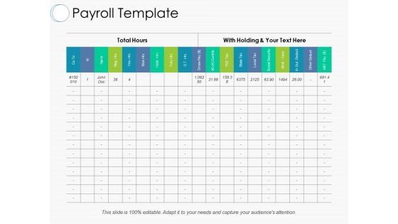 Payroll Template Ppt PowerPoint Presentation Gallery Master Slide