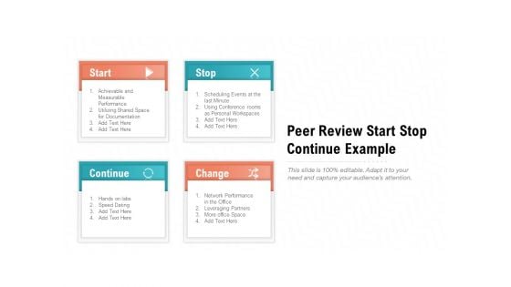 Peer Review Start Stop Continue Example Ppt PowerPoint Presentation Graphics