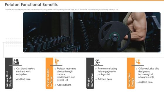 Peloton Capital Raising Elevator Peloton Functional Benefits Portrait PDF