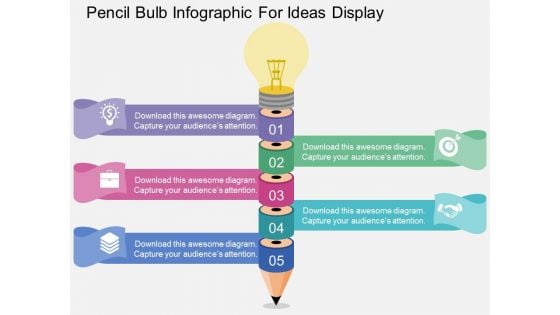 Pencil Bulb Infographic For Ideas Display Powerpoint Templates