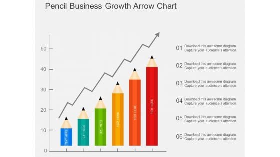 Pencil Business Growth Arrow Chart Powerpoint Template