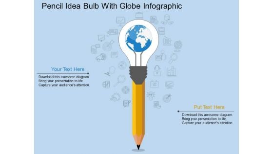 Pencil Idea Bulb With Globe Infographic Powerpoint Template