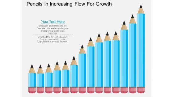 Pencils In Incresaing Flow For Growth Powerpoint Template