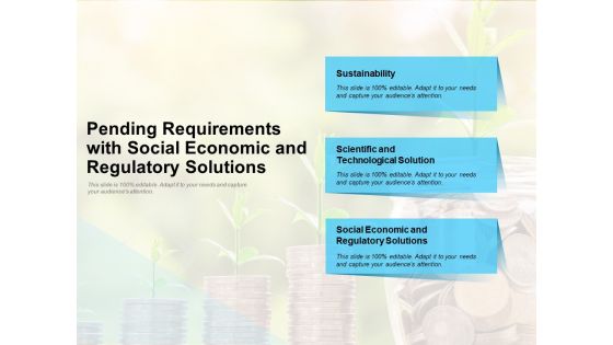 Pending Requirements With Social Economic And Regulatory Solutions Ppt PowerPoint Presentation Gallery Background Designs PDF