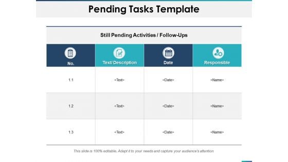 Pending Tasks Responsible Ppt PowerPoint Presentation Outline Master Slide Pending Tasks Responsible Ppt PowerPoint Presentation Outline Master Slide