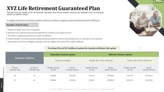 Pension Alimony XYZ Life Retirement Guaranteed Plan Topics PDF