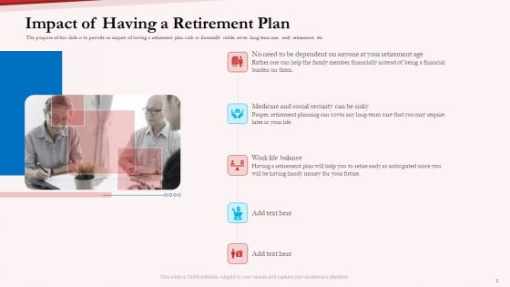 Pension Plan Impact Of Having A Retirement Plan Ppt Infographic Template Background Designs PDF