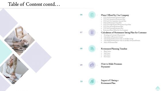 Pension Planner Table Of Content Contd Template PDF