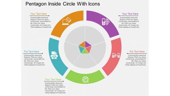 Pentagon Inside Circle With Icons Powerpoint Templates