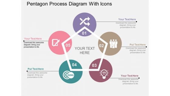 Pentagon Process Diagram With Icons Powerpoint Template