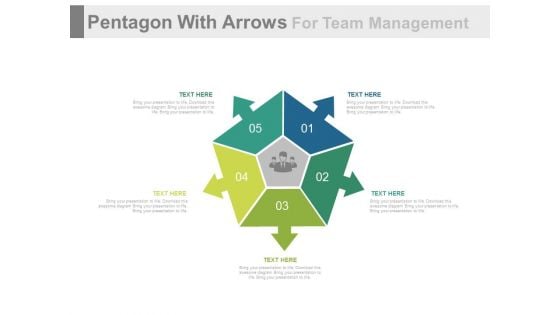 Pentagon With Arrows With Team Icon Powerpoint Template