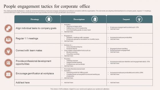 People Engagement Tactics For Corporate Office Themes PDF