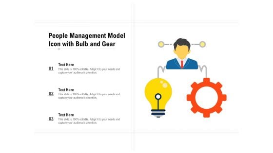 People Management Model Icon With Bulb And Gear Ppt PowerPoint Presentation Infographics Template PDF