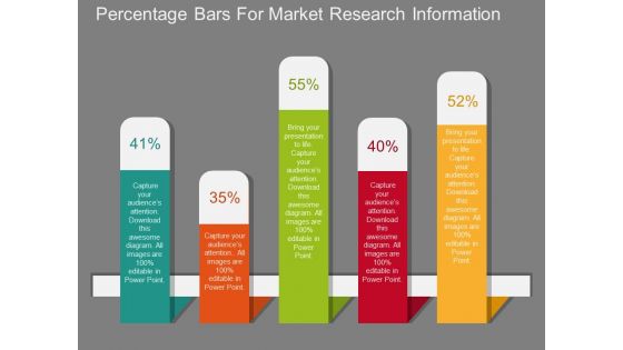 Percentage Bars For Market Research Information Powerpoint Template