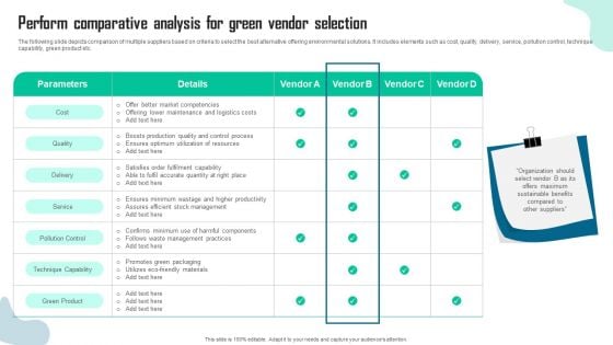 Perform Comparative Analysis For Green Vendor Selection Themes PDF Perform Comparative Analysis For Green Vendor Selection Themes PDF