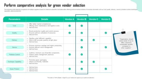 Perform Comparative Analysis For Green Vendor Selection Themes PDF