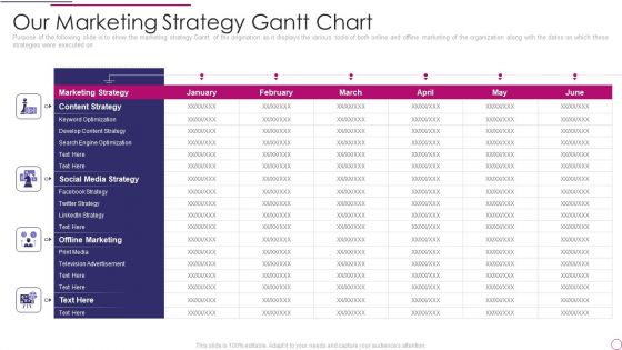 Performance Analysis Of New Product Development Our Marketing Strategy Gantt Chart Guidelines PDF