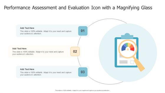 Performance Assessment And Evaluation Icon With A Magnifying Glass Sample PDF