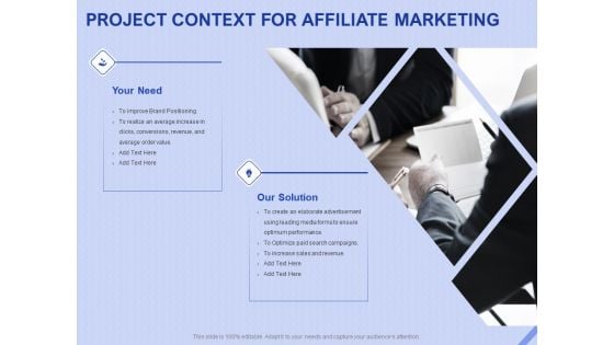 Performance Based Marketing Proposal Project Context For Affiliate Marketing Ppt Show Styles PDF