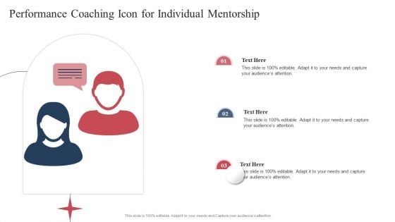 Performance Coaching Icon For Individual Mentorship Ppt Portfolio Design Templates PDF