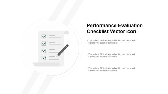 Performance Evaluation Checklist Vector Icon Ppt PowerPoint Presentation Infographics Gridlines