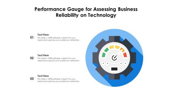 Performance Gauge For Assessing Business Reliability On Technology Ppt PowerPoint Presentation Gallery Pictures PDF