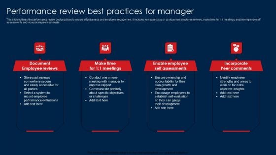 Performance Review Best Practices For Manager Summary PDF