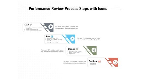 Performance Review Process Steps With Icons Ppt PowerPoint Presentation Portfolio Background Images