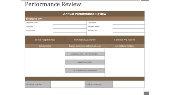 Performance Review Template 1 Ppt PowerPoint Presentation Styles Graphics Design