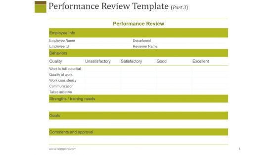 Performance Review Template 3 Ppt PowerPoint Presentation Layouts Graphics Download