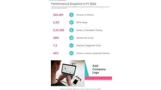 Performance Snapshot In FY 2022 One Pager Documents Performance Snapshot In FY 2022 One Pager Documents