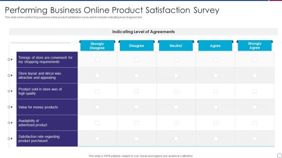 Performing Business Online Product Satisfaction Survey Diagrams PDF Performing Business Online Product Satisfaction Survey Diagrams PDF