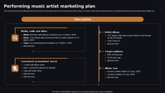 Performing Music Artist Marketing Plan Microsoft PDF