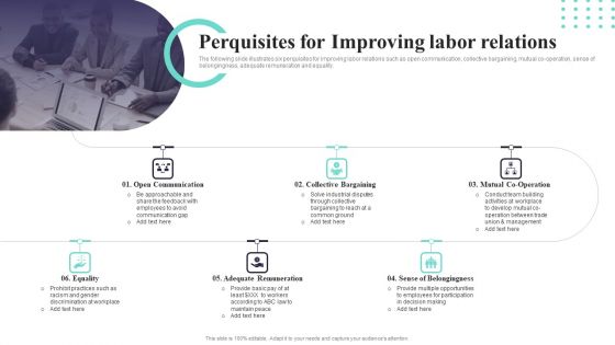 Perquisites For Improving Labor Relations Ppt PowerPoint Presentation File Summary PDF