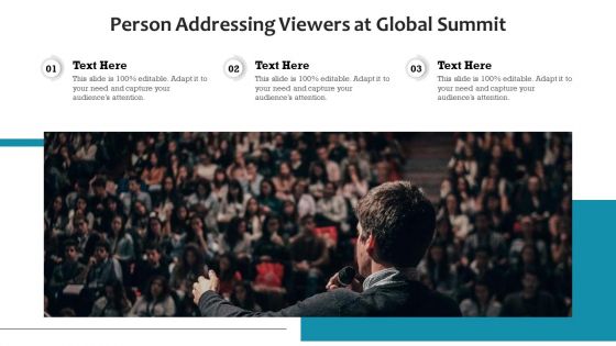 Person Addressing Viewers At Global Summit Ppt Model Infographic Template PDF