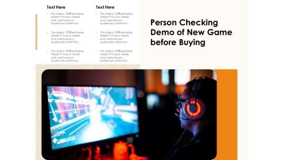 Person Checking Demo Of New Game Before Buying Ppt PowerPoint Presentation File Slide Download PDF