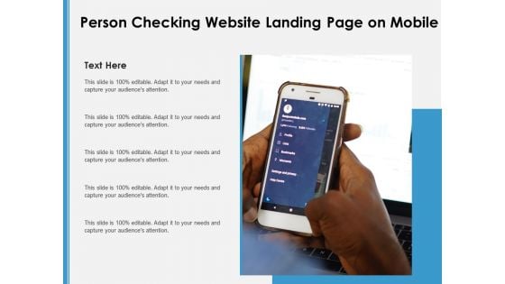 Person Checking Website Landing Page On Mobile Ppt PowerPoint Presentation Deck PDF