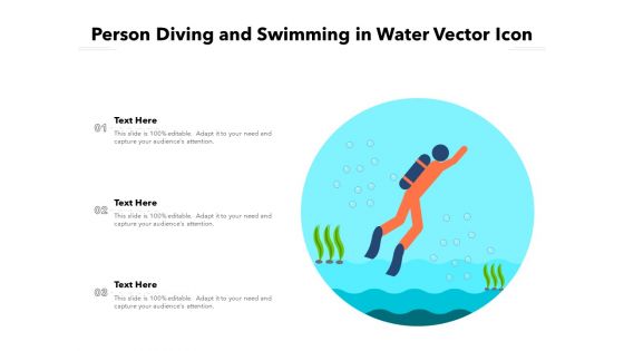 Person Diving And Swimming In Water Vector Icon Ppt PowerPoint Presentation Gallery Influencers PDF