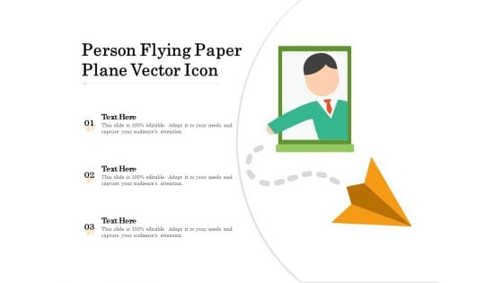 Person Flying Paper Plane Vector Icon Ppt PowerPoint Presentation Show File Formats PDF