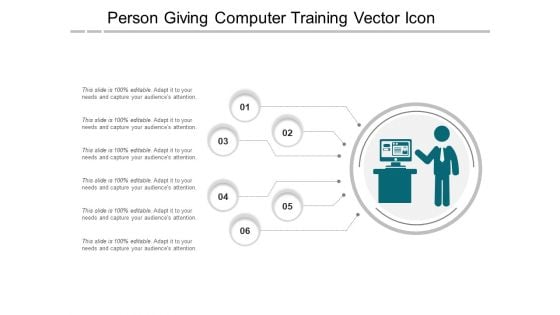 Person Giving Computer Training Vector Icon Ppt PowerPoint Presentation File Slide Portrait PDF