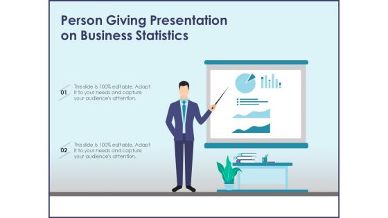 Person Giving Presentation On Business Statistics Ppt PowerPoint Presentation Infographic Template Portfolio PDF