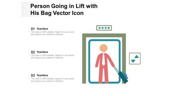 Person Going In Lift With His Bag Vector Icon Ppt PowerPoint Presentation Gallery Mockup PDF