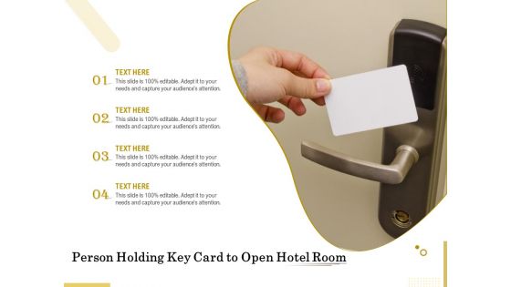 Person Holding Key Card To Open Hotel Room Ppt PowerPoint Presentation Gallery Shapes PDF