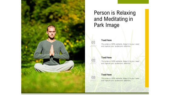 Person Is Relaxing And Meditating In Park Image Ppt PowerPoint Presentation Files PDF