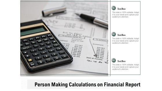 Person Making Calculations On Financial Report Ppt PowerPoint Presentation Model Introduction PDF