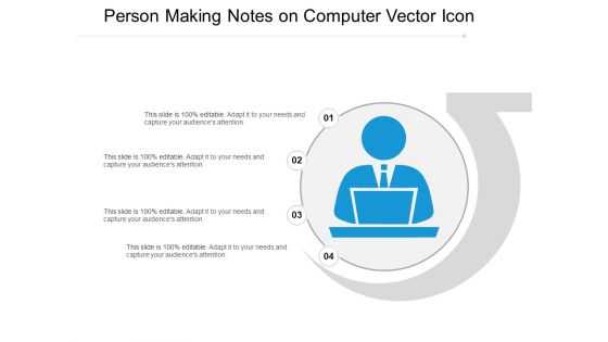 Person Making Notes On Computer Vector Icon Ppt PowerPoint Presentation File Microsoft PDF