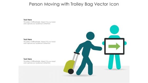 Person Moving With Trolley Bag Vector Icon Ppt PowerPoint Presentation Infographics Smartart PDF